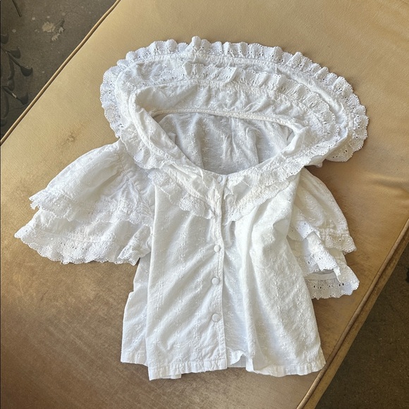 Vintage Ivory Ruffled Blouse - Picture 7 of 9